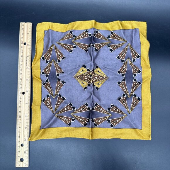 Vintage Silk Pocket Squares Lot Of 6 Mens Handkerchiefs Hankies 1980s Retro - Picture 7 of 8